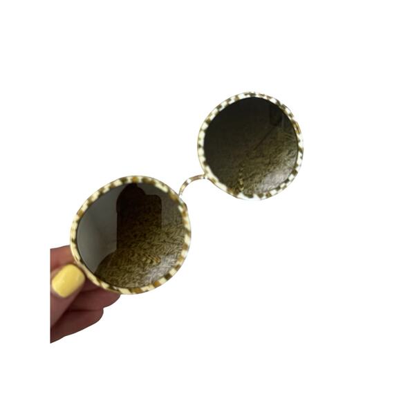 KREWE Luisa  Sunglasses in Yuzu 12K Cream Frame Green Lens